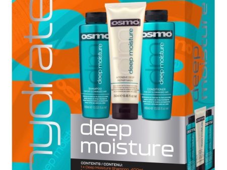 Plaukų priežiūros priemonių rinkinys OSMO Deep Moisture Gift Pack OS064728, rinkinį sudaro: šampūnas plaukams 400 ml., kondicionierius plaukams 400 ml., kaukė plaukams 250 ml. For Cheap