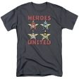 JUSTICE LEAGUE OF AMERICA : UNITED STARS S\S ADULT 100% COTTON 18\1 T-SHIRT Charcoal MD Online