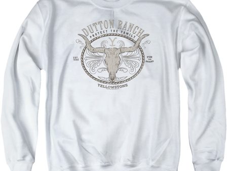 YELLOWSTONE : DUTTON RANCH ADULT CREW SWEAT White MD For Discount