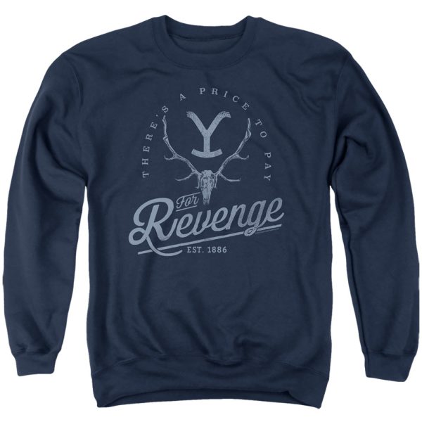 YELLOWSTONE : REVENGE SKULL ADULT CREW SWEAT Navy 2X Fashion