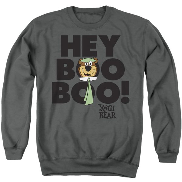 YOGI BEAR : HEY BOO BOO ADULT CREW SWEAT Charcoal MD Online Hot Sale