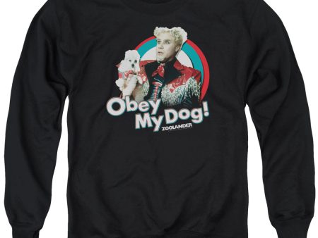 ZOOLANDER : OBEY MY DOG ADULT CREW NECK SWEATSHIRT BLACK MD For Sale