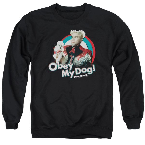 ZOOLANDER : OBEY MY DOG ADULT CREW NECK SWEATSHIRT BLACK MD For Sale